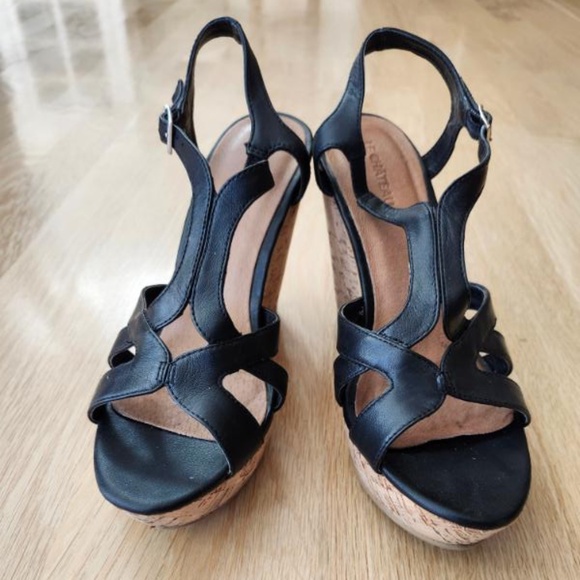 Le Chateau wedge black cork heels - Picture 2 of 8